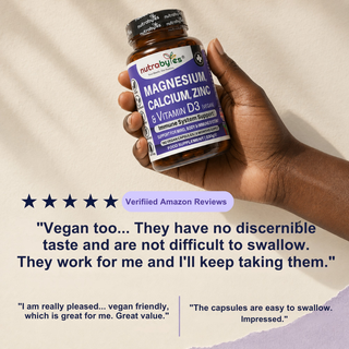 Magnesium, Calcium, Zinc & Vitamin D3 (Vegan D3) | Advanced Immunity Support | 6 Months Supply | Made in the UK