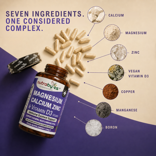 Magnesium, Calcium, Zinc & Vitamin D3 (Vegan D3) | Advanced Immunity Support | 6 Months Supply | Made in the UK