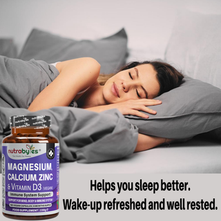 Magnesium, Calcium, Zinc & Vitamin D3 (Vegan D3) - Advanced Immunity Support, 6 Months Supply | Made in the UK
