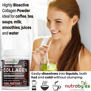 Premium Bovine Collagen Supplement Powder, 10,000 mg Pure Hydrolysed Collagen Peptides, Blended with 19 Amino Acids, Unflavoured Collagen Protein Powder Types 1 and 3, Halal & Kosher
