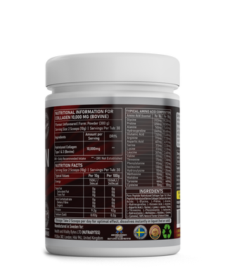 Premium Bovine Collagen Supplement Powder, 10,000 mg Pure Hydrolysed Collagen Peptides, Blended with 19 Amino Acids, Unflavoured Collagen Protein Powder Types 1 and 3, Halal & Kosher
