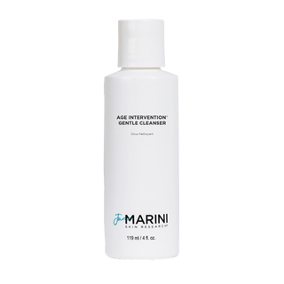 White bottle of 'Age Intervention Gentle Cleanser' by Marini on a white background