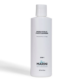 White bottle of Jan Marini Bioglycolic Face Cleanser on a white background