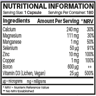 Magnesium, Calcium, Zinc & Vitamin D3 (Vegan D3) - Advanced Immunity Support, 6 Months Supply | Made in the UK