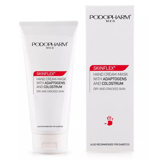 Podopharm Skinflex hand cream and packaging on a white background