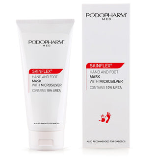 Podopharm Skinflex hand and foot mask with microsilver packaging on a white background