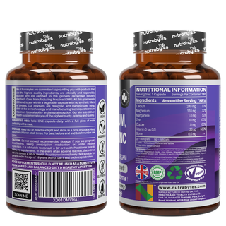 Magnesium, Calcium, Zinc & Vitamin D3 (Vegan D3) | Advanced Immunity Support | 6 Months Supply | Made in the UK