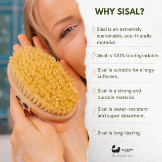 Eco Bath London Natural Sisal Massage Hand Brush - Dry Brushing Hand Brush for Exfoliation