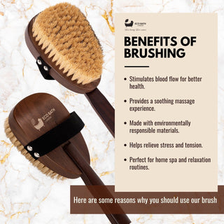 Eco Bath London Natural Sisal Walnut Wood Body Brush - Luxurious Dry Brushing Body Brush